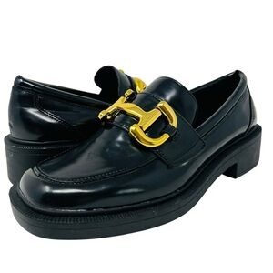 ASOS Black Loafers with Gold Accent